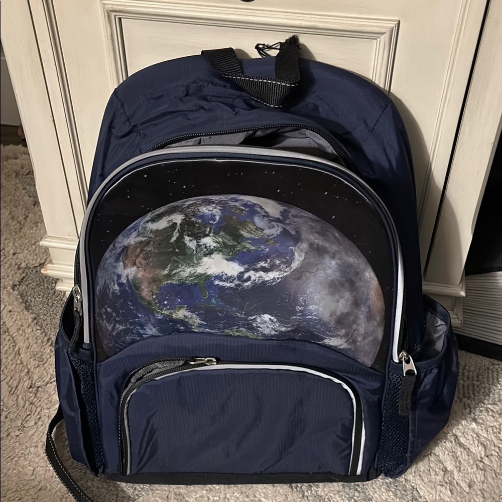 Navy Blue Earth Print Backpack by Potterbarn Kids-large